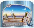 0611 - 3D Grußkarte Küste Strandkorb