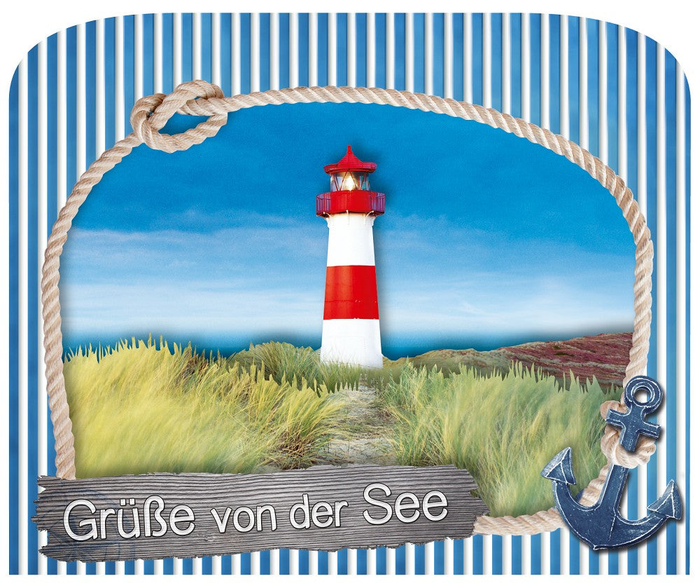 0618 - 3D Grußkarte Küste Leuchtturm