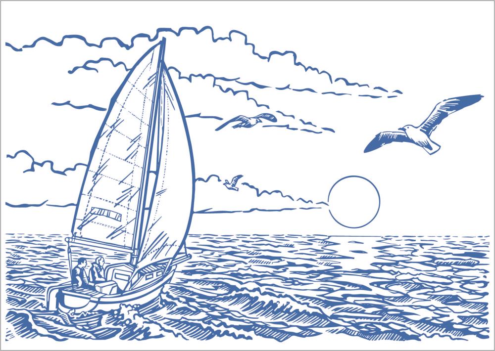 20035011 - Prägekarte "Segelboot"