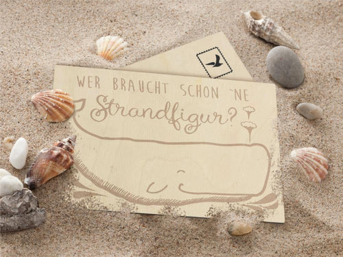 23001003 - Holzpostkarte "Strandfigur"