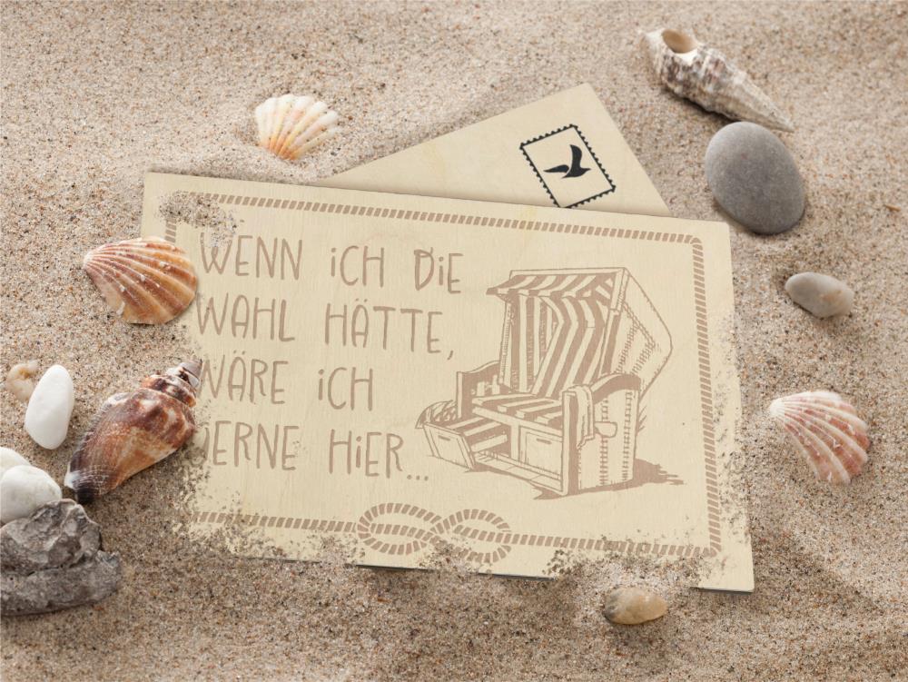 23001004 - Holzpostkarte "Strandkorb"