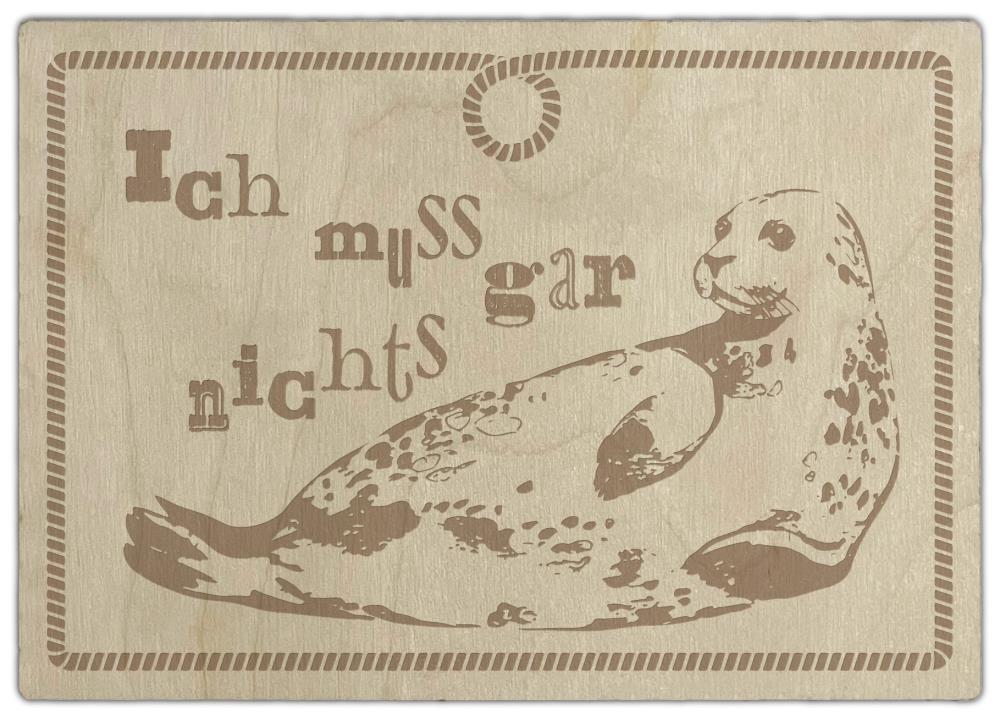 23001005 - Holzpostkarte "Robbe"