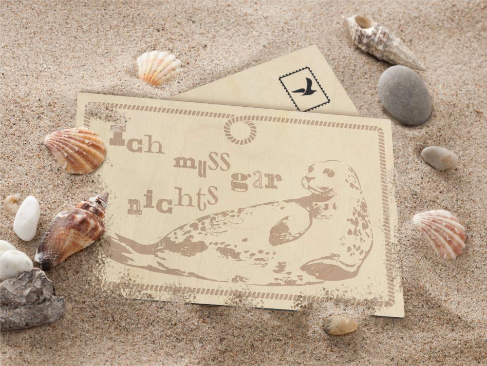 23001005 - Holzpostkarte "Robbe"