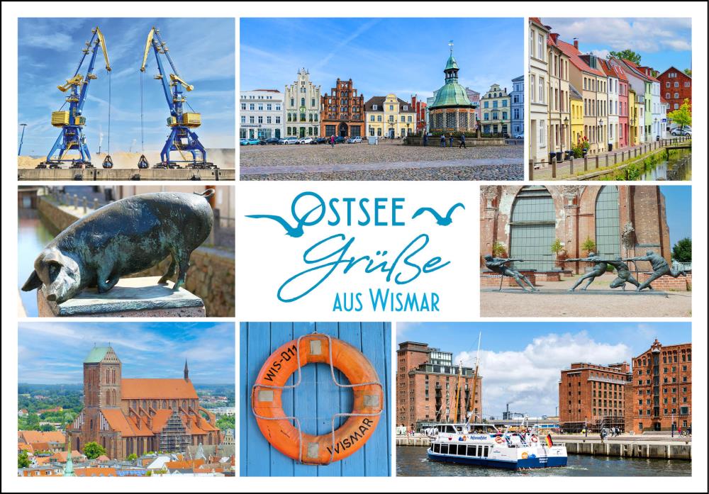 25011146 - Postkarte Ostsee Grüße "Wismar" Vielmotiv