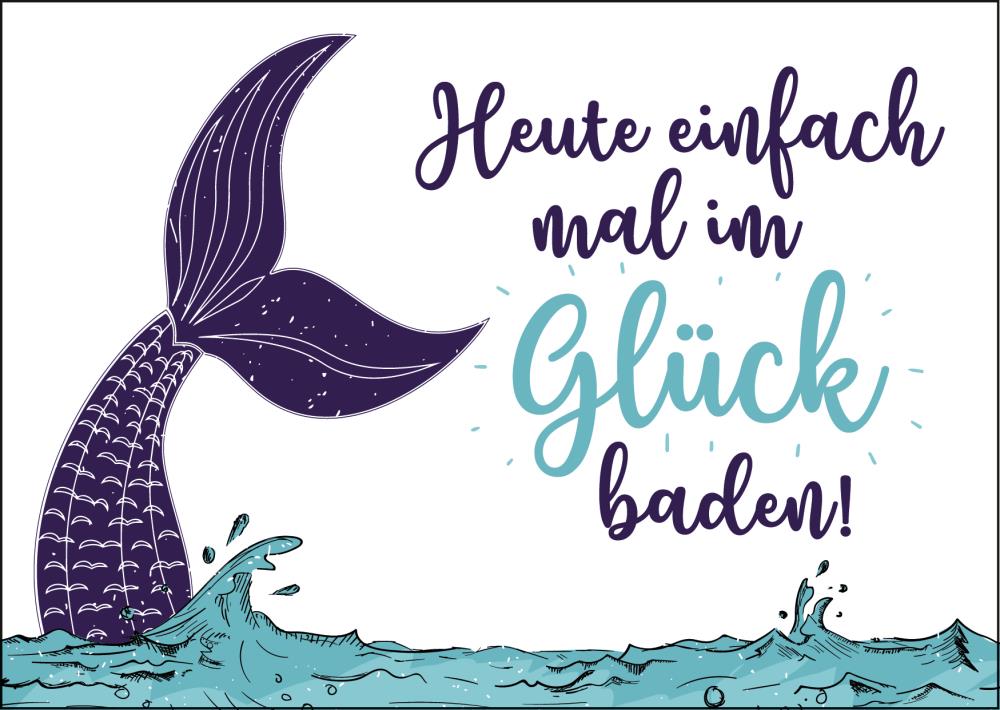 25026002 - Postkarte Küsten Gesabbel „...im Glück baden“