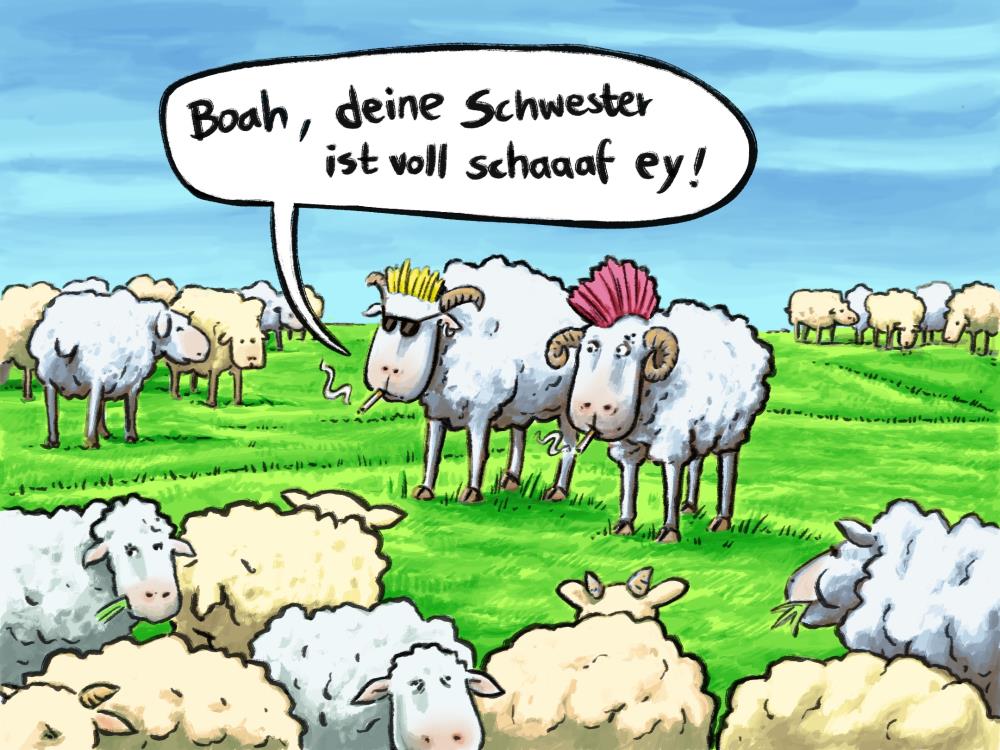 25027013 - Postkarte Küsten Cartoons "Voll schaaf"