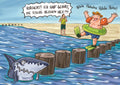 25027014 - Postkarte Küsten Cartoons "Fische die beißen"