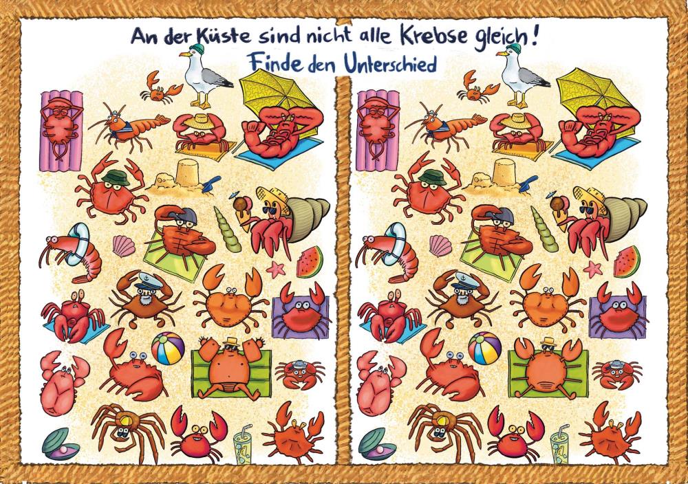 25027022 - Postkarte Küsten Cartoons "Wimmelbild - Krebse"