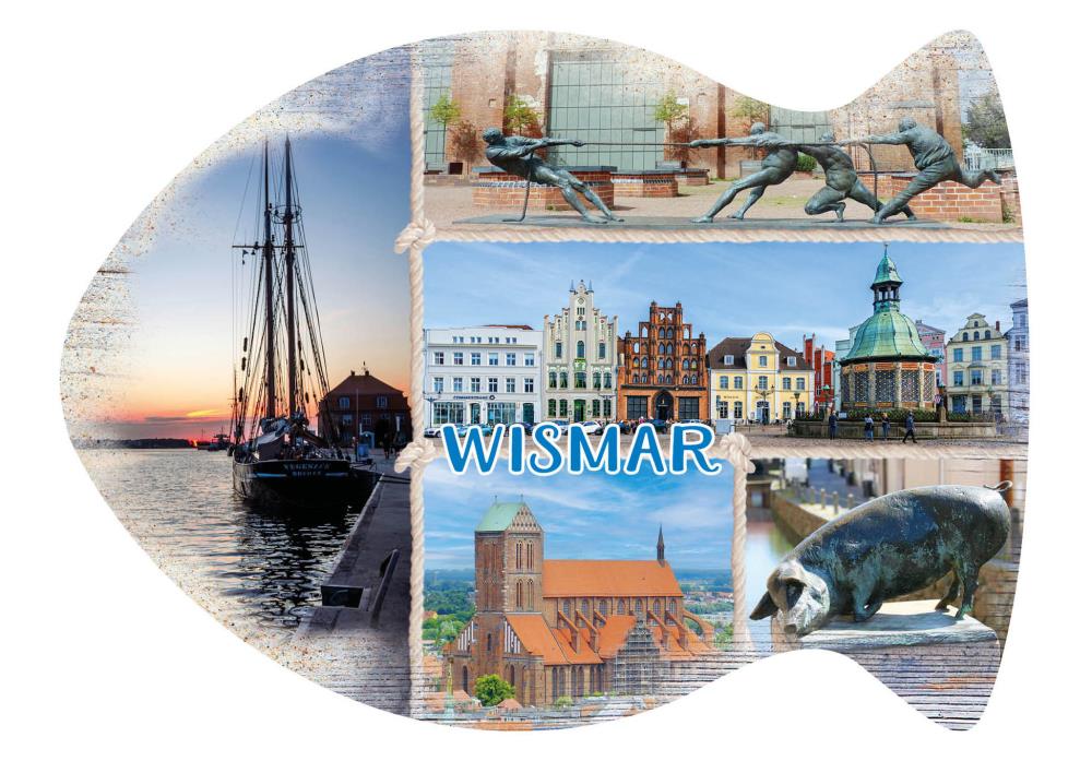 25032548 - Formpostkarte Wismar Fisch Vielmotiv
