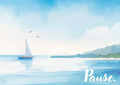 25035004 - Postkarte Aquarell blau "Pause"