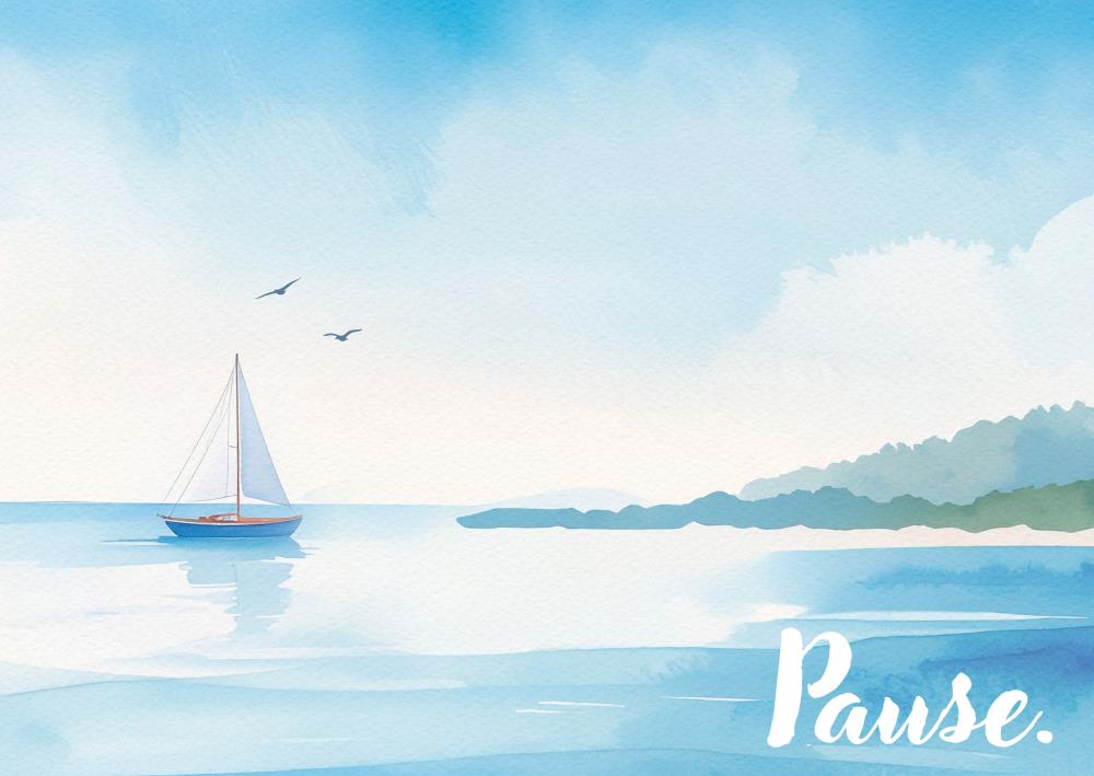 25035004 - Postkarte Aquarell blau "Pause"