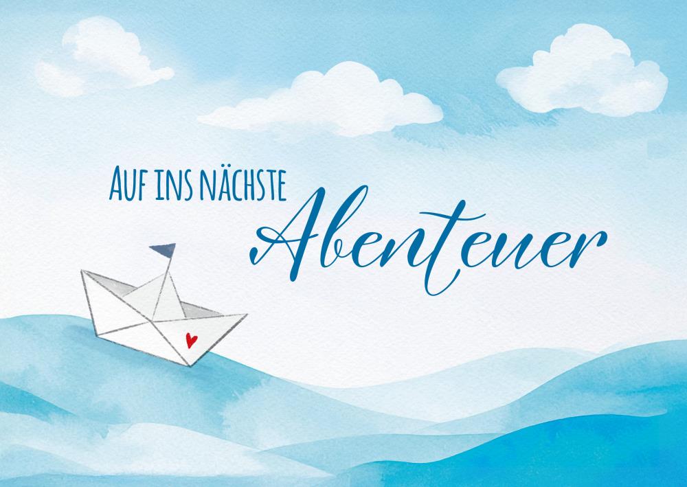 25035008 - Postkarte Aquarell blau "Schiffchen"