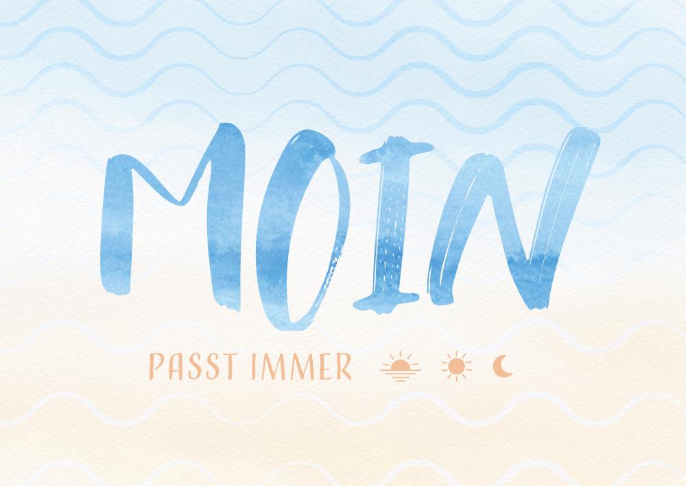 25035009 - Postkarte Aquarell blau "Moin"