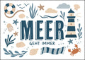 25035201 - Postkarte Küsten Icons "Meer geht immer"