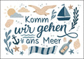 25035202 - Postkarte Küsten Icons "Wir gehen"