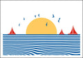 25035304 - Postkarte Streifen "Segelboote"