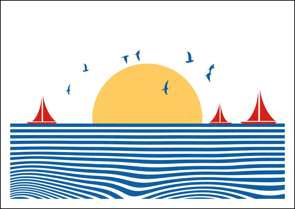 25035304 - Postkarte Streifen "Segelboote"