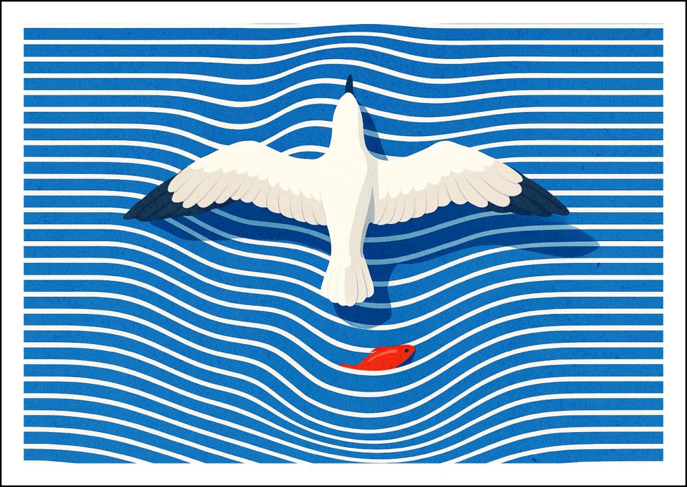 25035306 - Postkarte Streifen "Möwe"