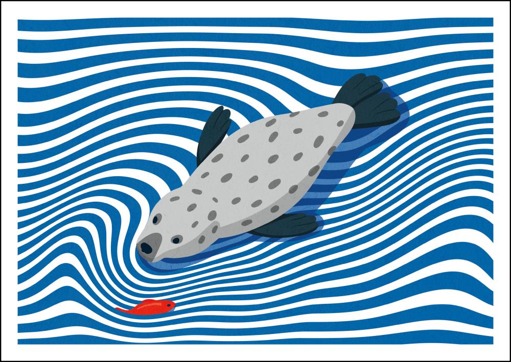 25035307 - Postkarte Streifen "Robbe"