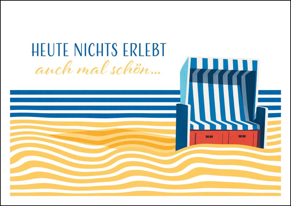 25035308 - Postkarte Streifen "Strandkorb"