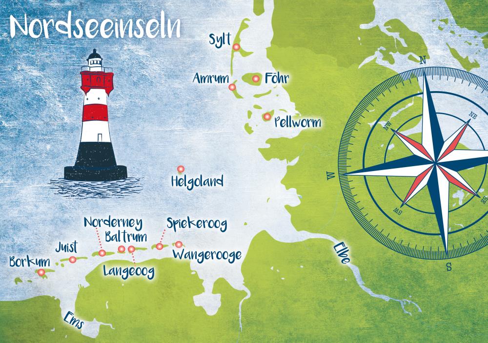 51090110 - Platzdeckchen „Nordseeinseln“