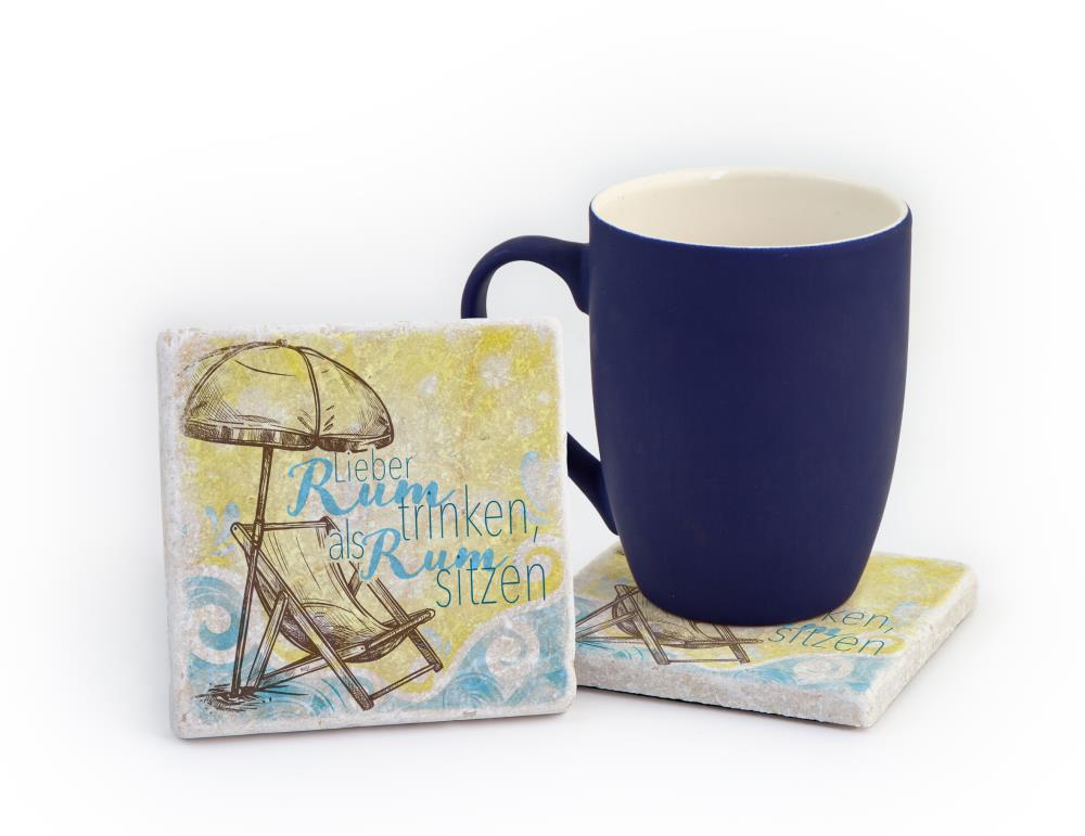 600032 - Untersetzer Marmor "Lieber Rum trinken.."