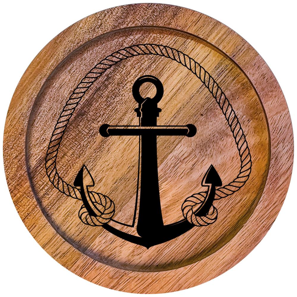 610001 - Untersetzer Holz rund "Anker"