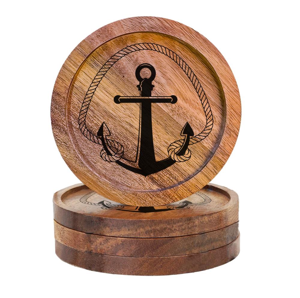 610001 - Untersetzer Holz rund "Anker"