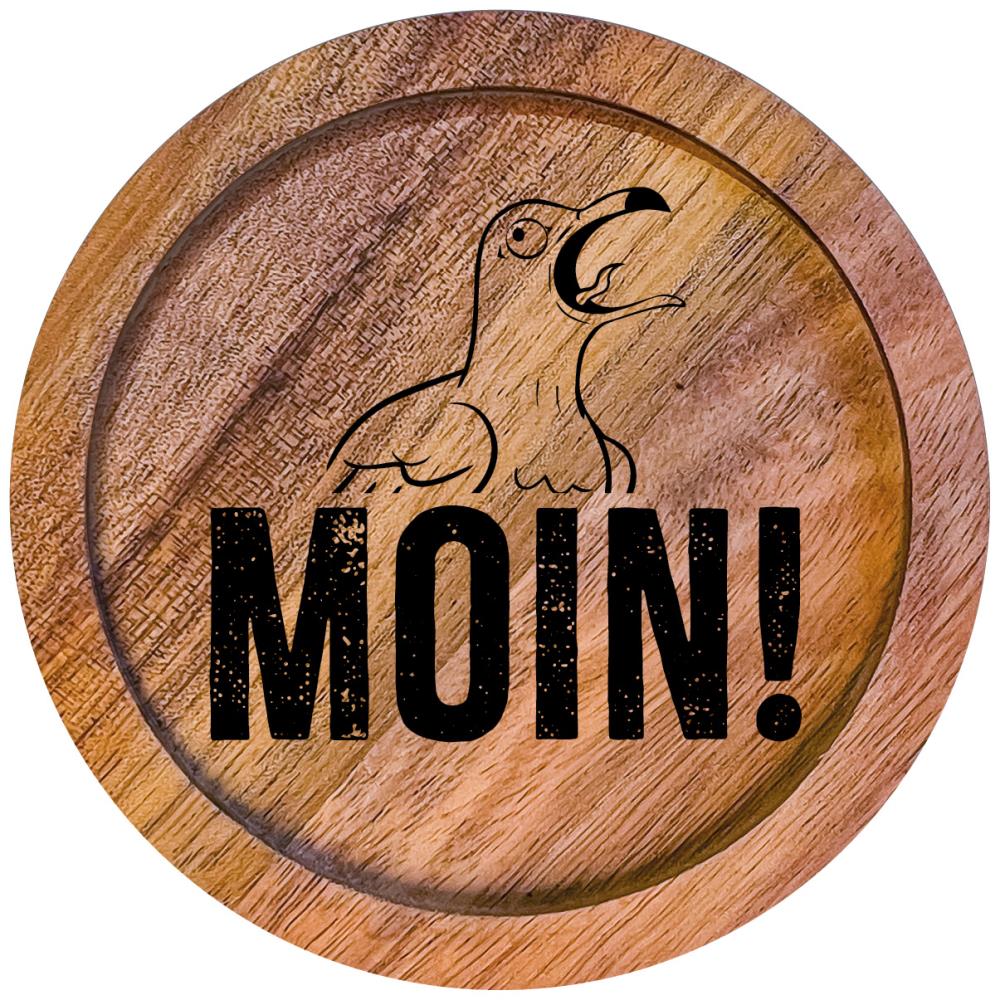 610003 - Untersetzer Holz rund "Moin"