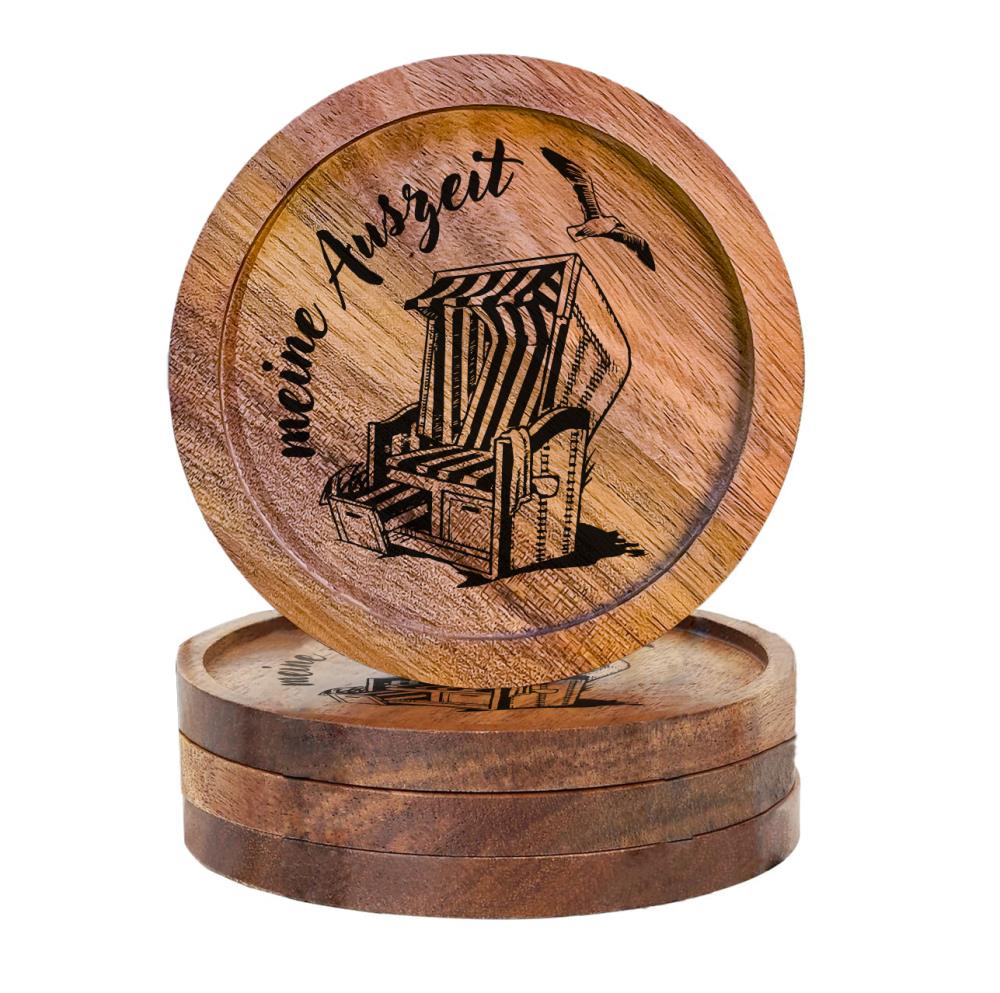610005 - Untersetzer Holz rund "Meine Auszeit"