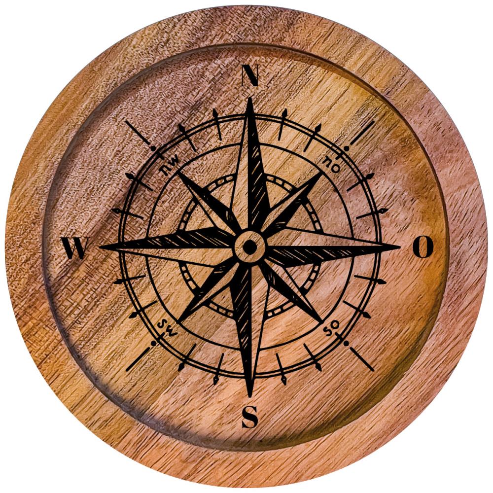 610007 - Untersetzer Holz rund "Kompass"