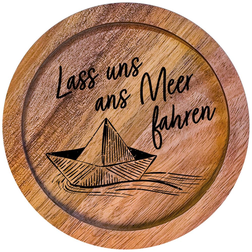 610008 - Untersetzer Holz rund "Lass uns ans Meer fahren"