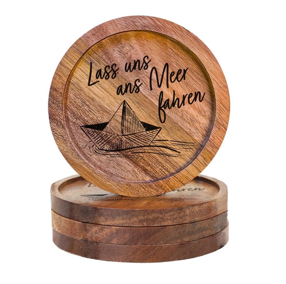 610008 - Untersetzer Holz rund "Lass uns ans Meer fahren"