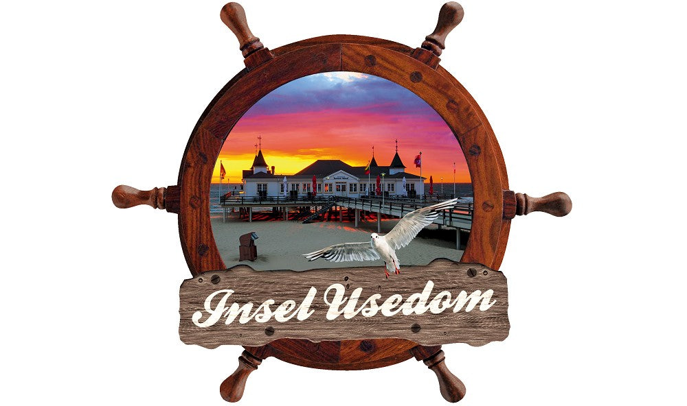 622015 - Küstenschild Steuerrad "Usedom"