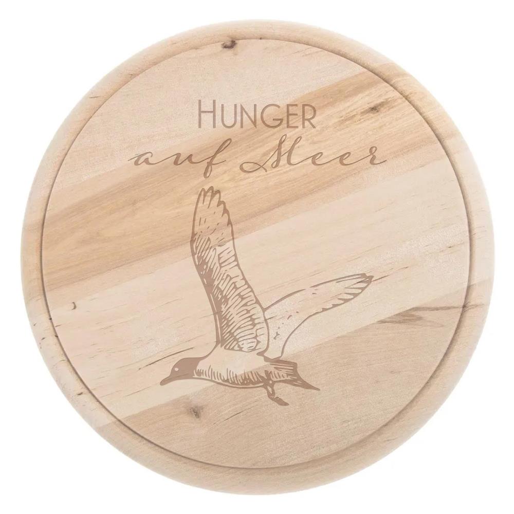 Holzbrettchen rund "Hunger auf Meer"