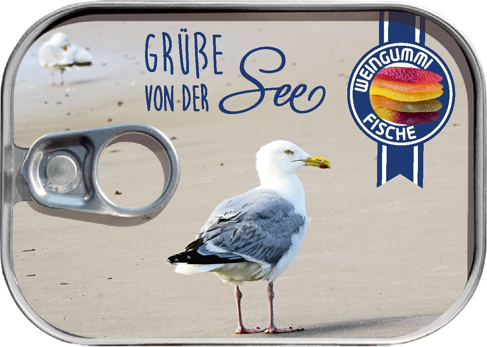 72008009 - Weingummifische in Dose "Grüße ..."
