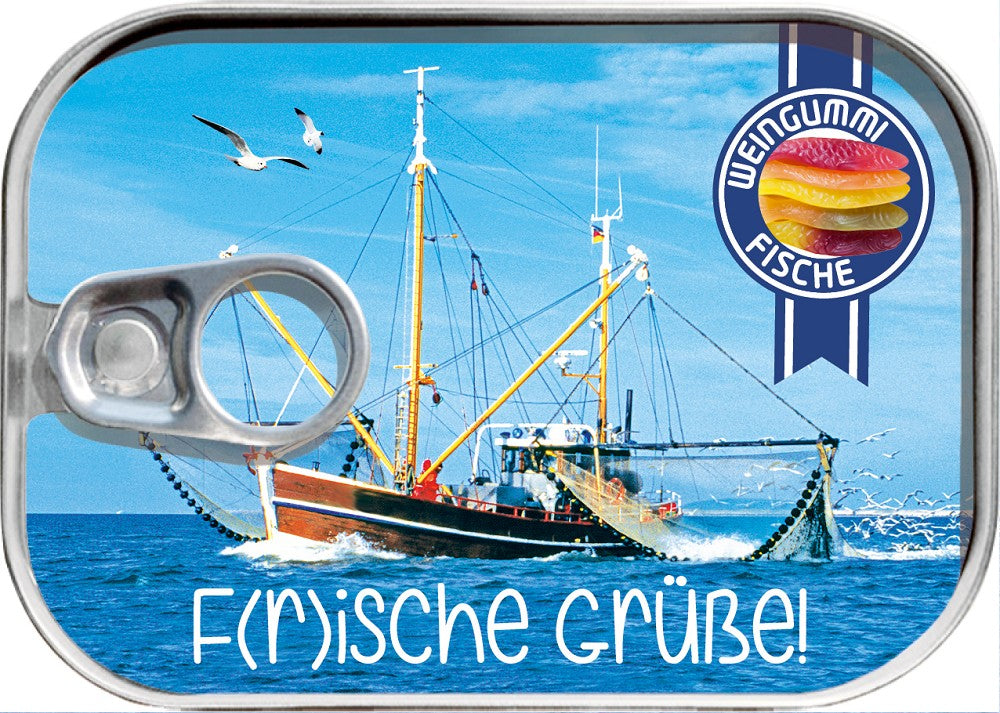 72008016 - Weingummifische in Dose "F(r)ische Grüße"