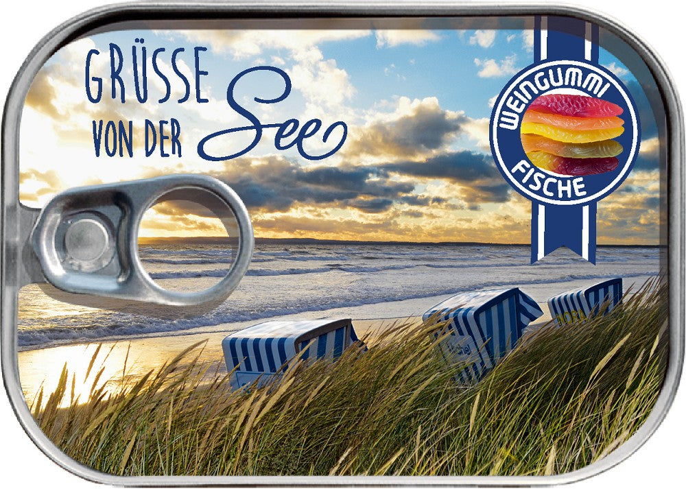 72008501 - Weingummifische in Dose " Grüße von ..."