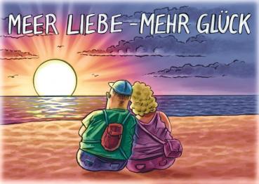 25027007 - Postkarte Küsten Cartoons "Meer Liebe - mehr Glück"