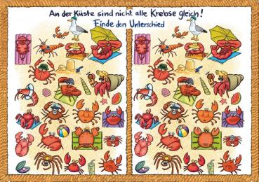 25027022 - Postkarte Küsten Cartoons "Wimmelbild - Krebse"