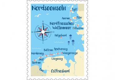 51050248 - Formmagnet Briefmarke Nordseeinseln