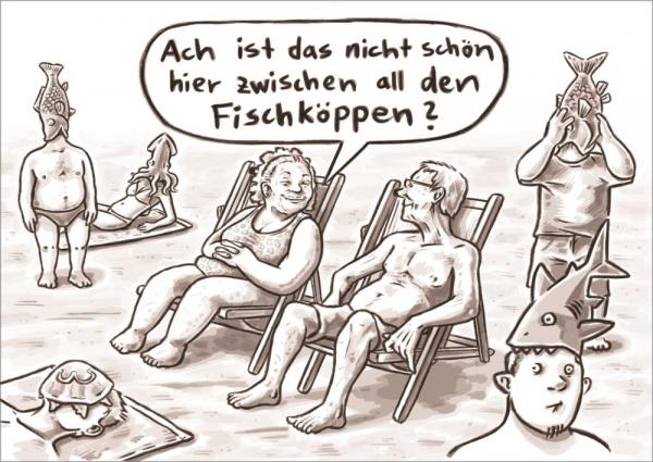 25027023 - Postkarte Küsten Cartoons "Fischköppe"